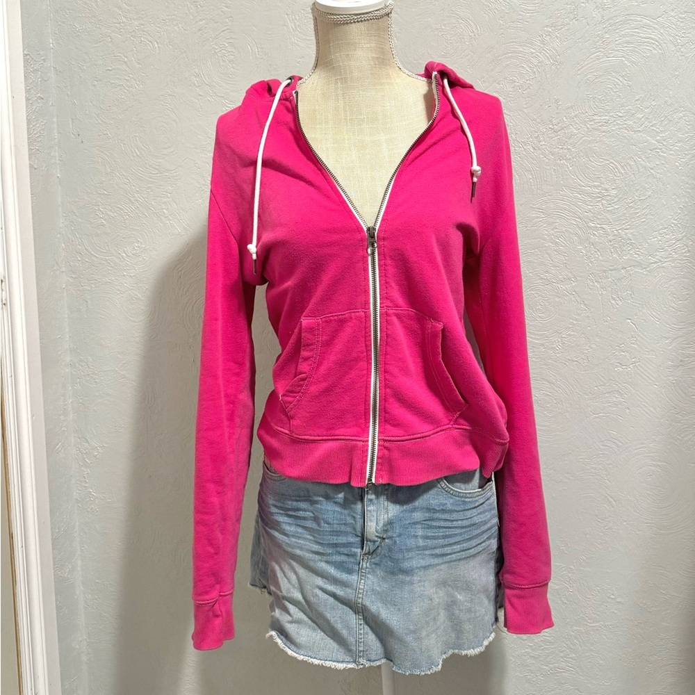 Aeropostale Y2K Hot Pink Zip Up Hooded Women’s Jacket Size Medium